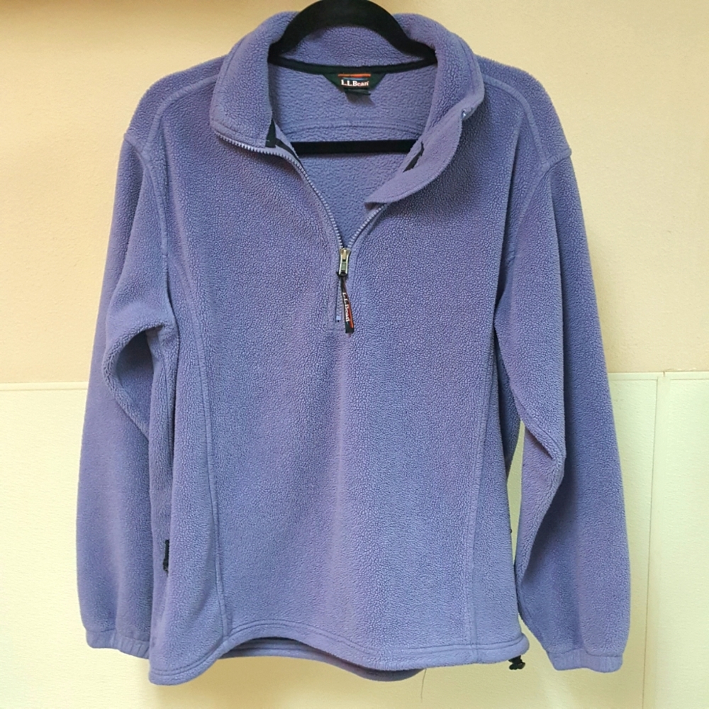 M 90'S VINTAGE LL BEAN 1/4 ZIP LAVENDER FLEECE PULLOVER W/ POCKETS &WAIST SINCH